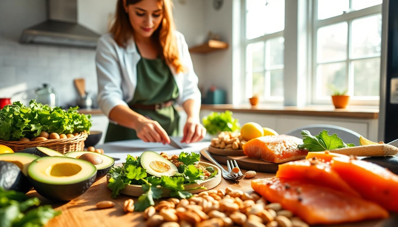 Prepare hormone balance diet meal with fresh whole foods and vibrant ingredients.