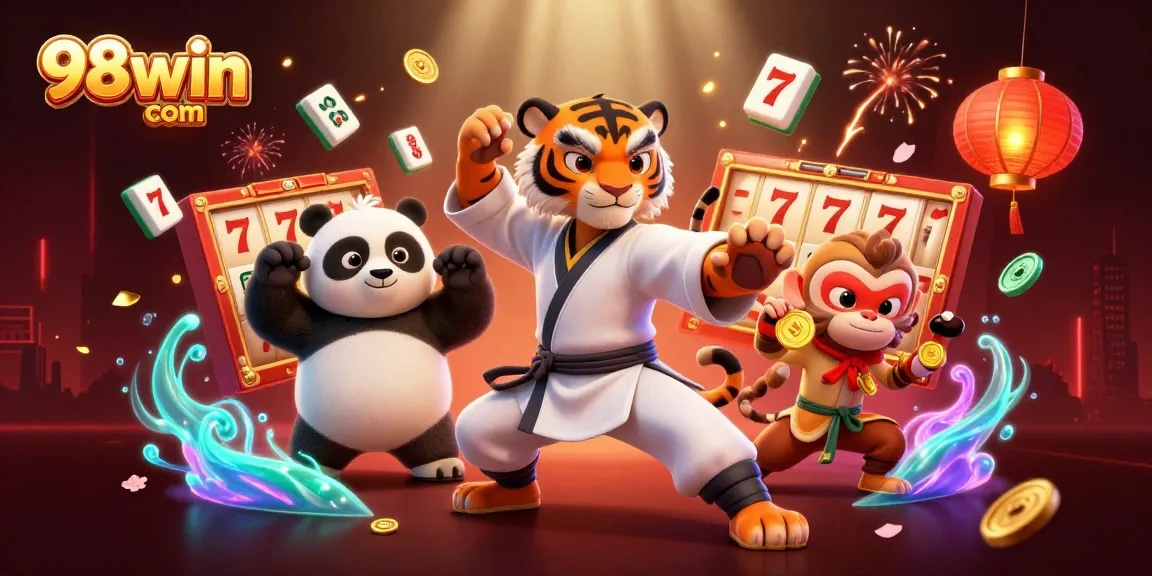 Experience thrilling fun at 98win com with vibrant 3D casino characters and elements.
