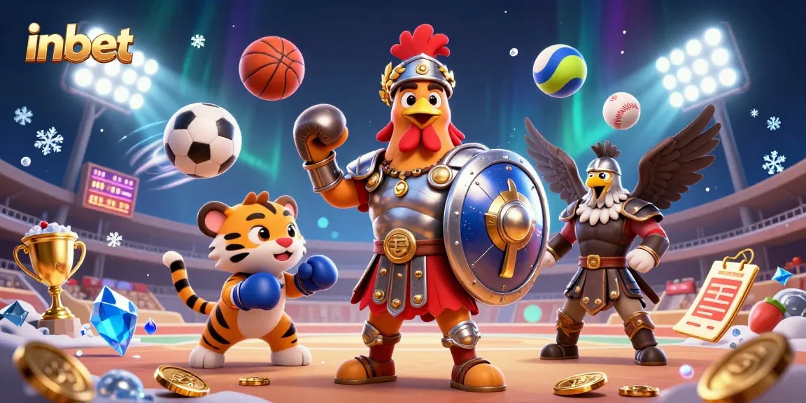 Engage in thrilling betting action with inbet in a vibrant, detailed 3D scene featuring dynamic sports elements.
