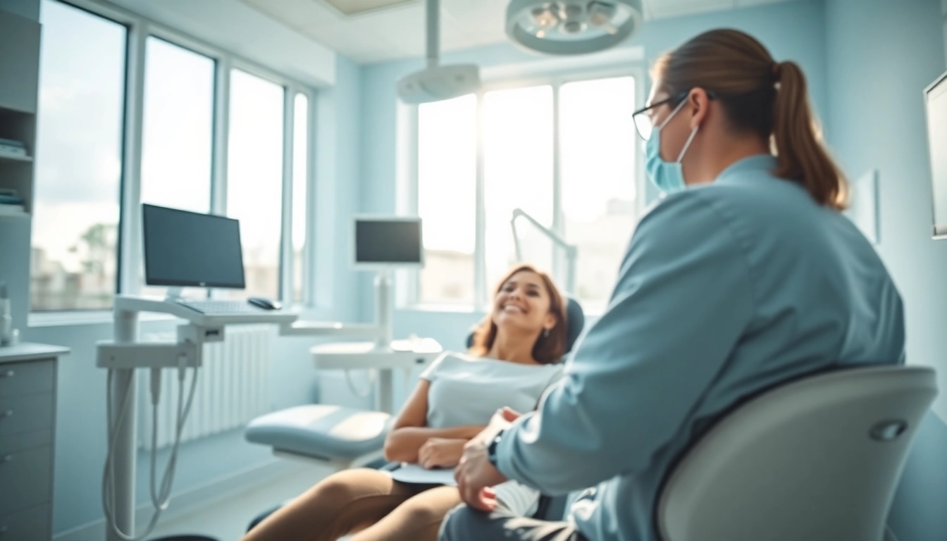 Experienced entist in grand rapids Minnesota consulting with a patient in a bright clinic.