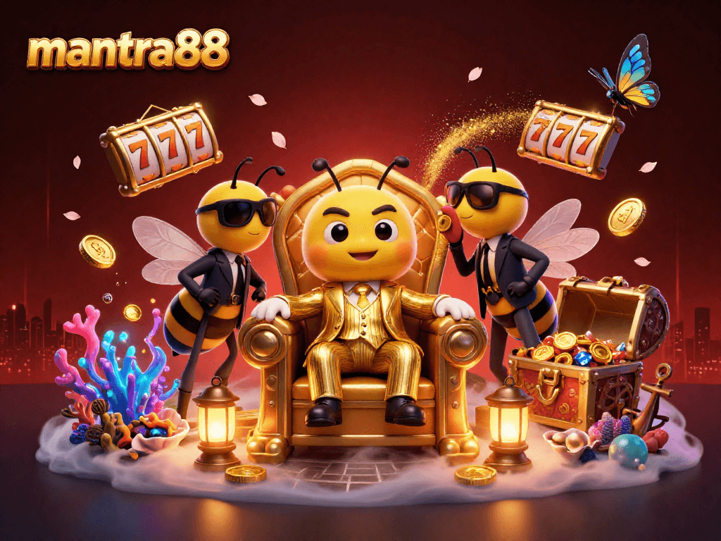 Engage with mantra88's thrilling casino adventure featuring a bumblebee mob boss and vibrant game elements.