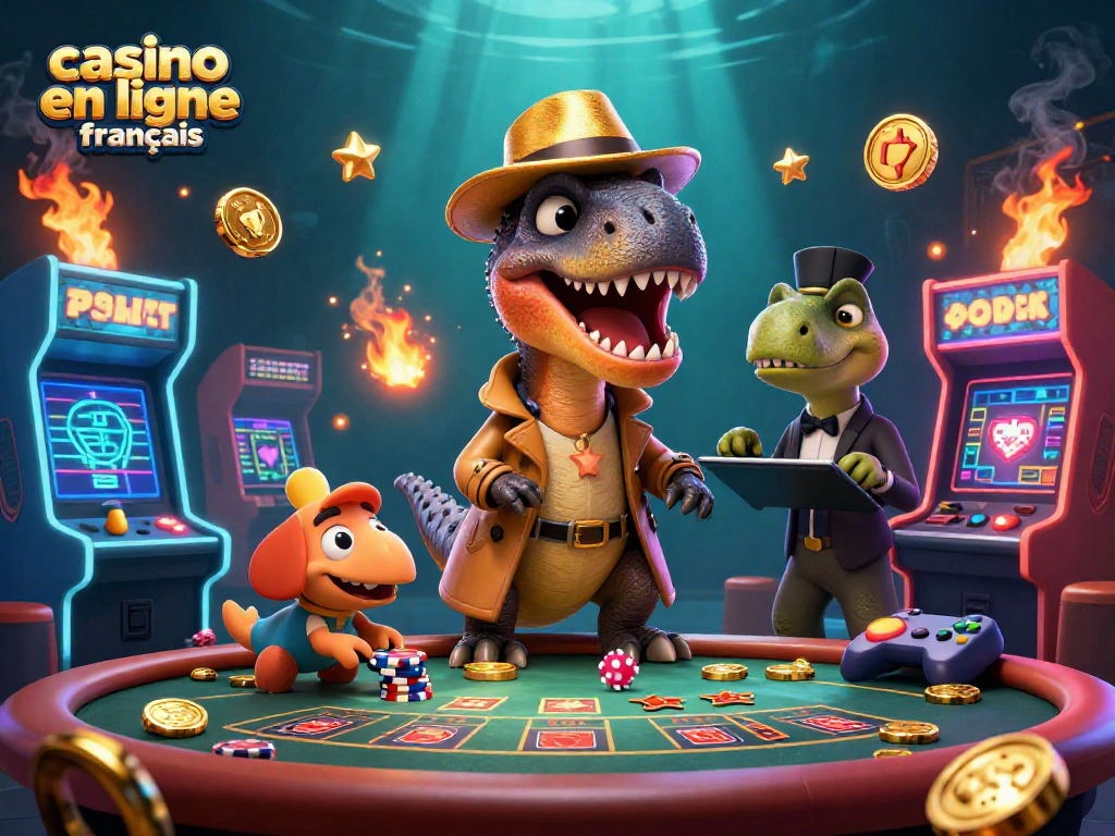 Jouez au casino en ligne français avec un vélociraptor incrusté, un croupier stégosaure et des jetons volés.