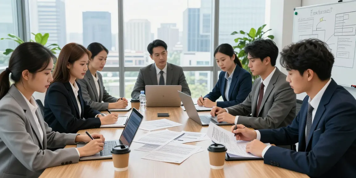 Lead Roedl team collaborating on legal contracts in modern office