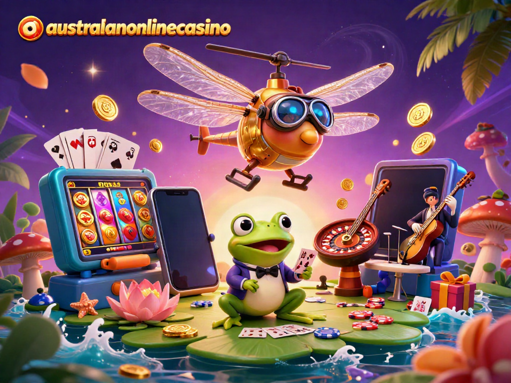 Experience winning thrills at australianonlinecasino with a dynamic dragonfly pilot and a frog croupier.