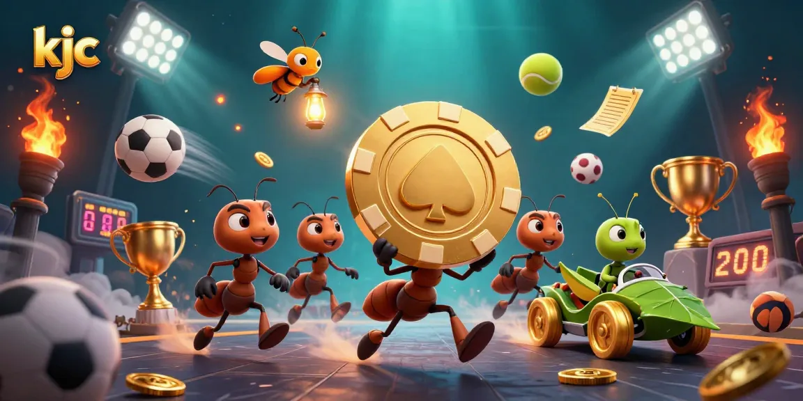 Engaging scene with kjc's cartoon ants on a heist, symbolizing fun in online gambling.