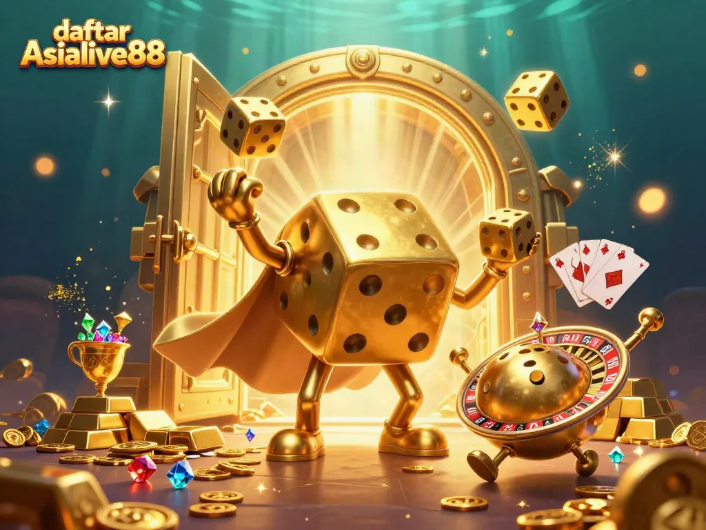 Engage in thrilling gaming with the vibrant art of daftar Asialive88 showcasing dynamic characters and vibrant casino elements.