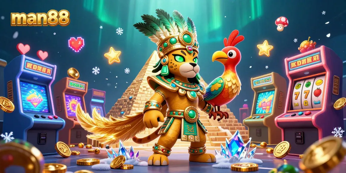 Win big with thrilling man88 slots in a vibrant casino atmosphere featuring Mayan elements.