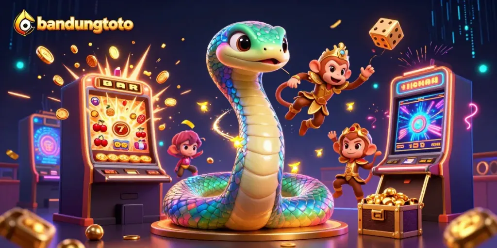 BANDUNGTOTO engaging users with a colorful jackpot explosion from a vibrant slot machine.
