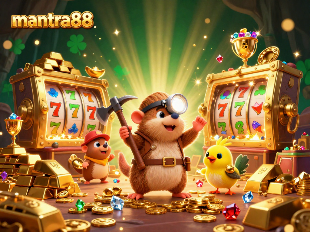 Experience immense joy with mantra88 as players join the adventurous treasure hunter mole in a dazzling casino-themed treasure cave.