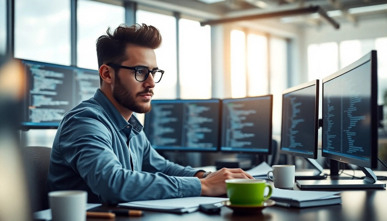 Showcasing Custom Shopify development by a focused developer in a tech-savvy workspace.