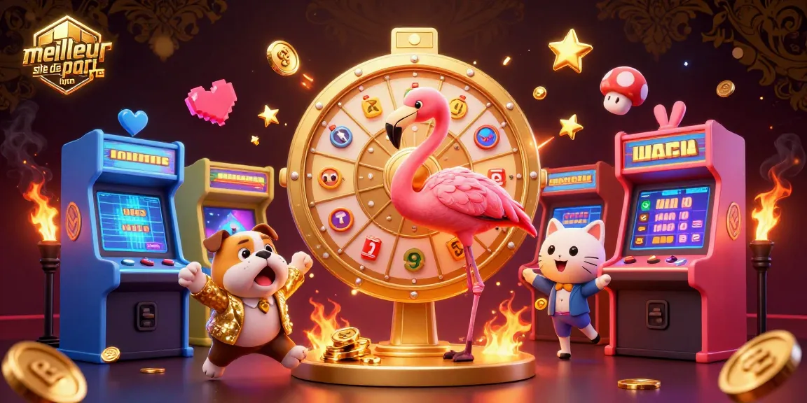 Jouez sur le meilleur site de pari en ligne en découvrant cette illustration dynamique remplie d'éléments de casino.