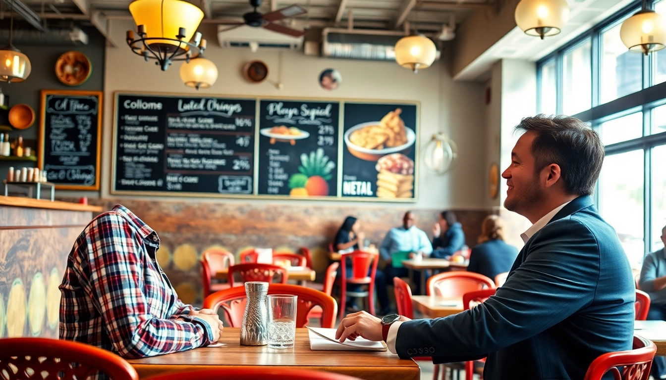 Business owner exploring a merchant cash advance for restaurants in a vibrant establishment.