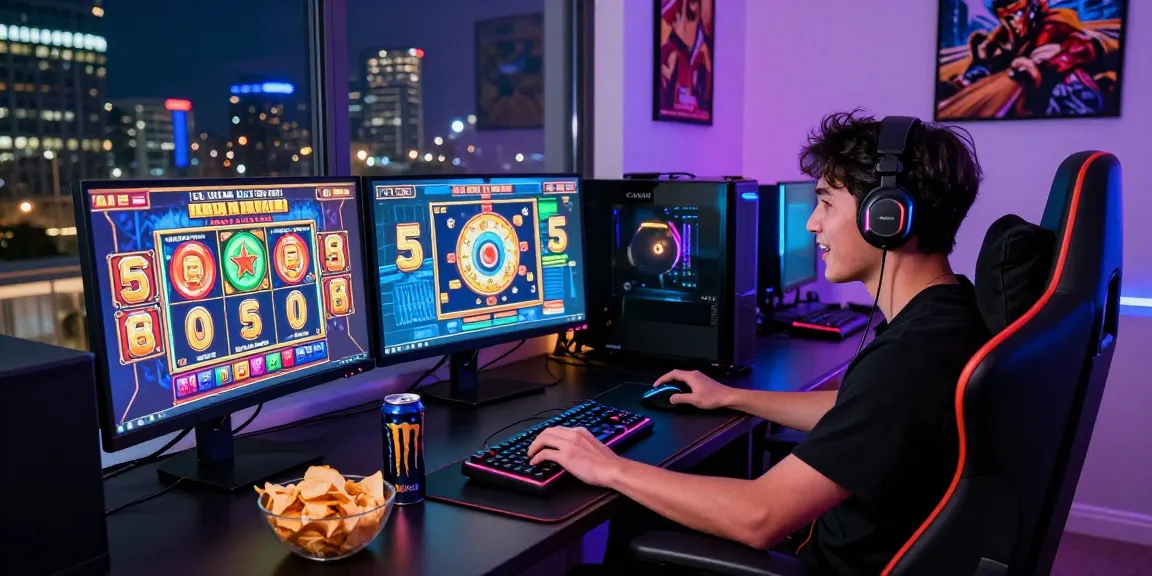 Engaging online gaming setup showing slot gacor hari ini excitement with colorful graphics and immersive environment.