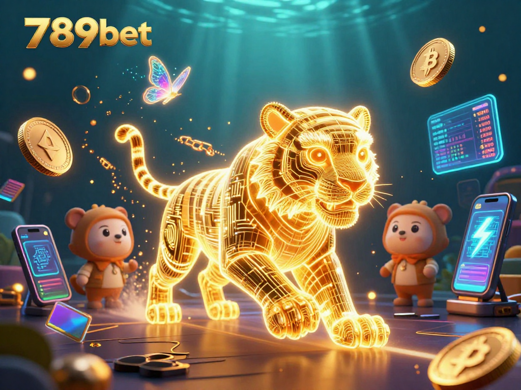 Engage with vibrant 789bet gameplay showcasing a golden tiger and glowing crypto coins
