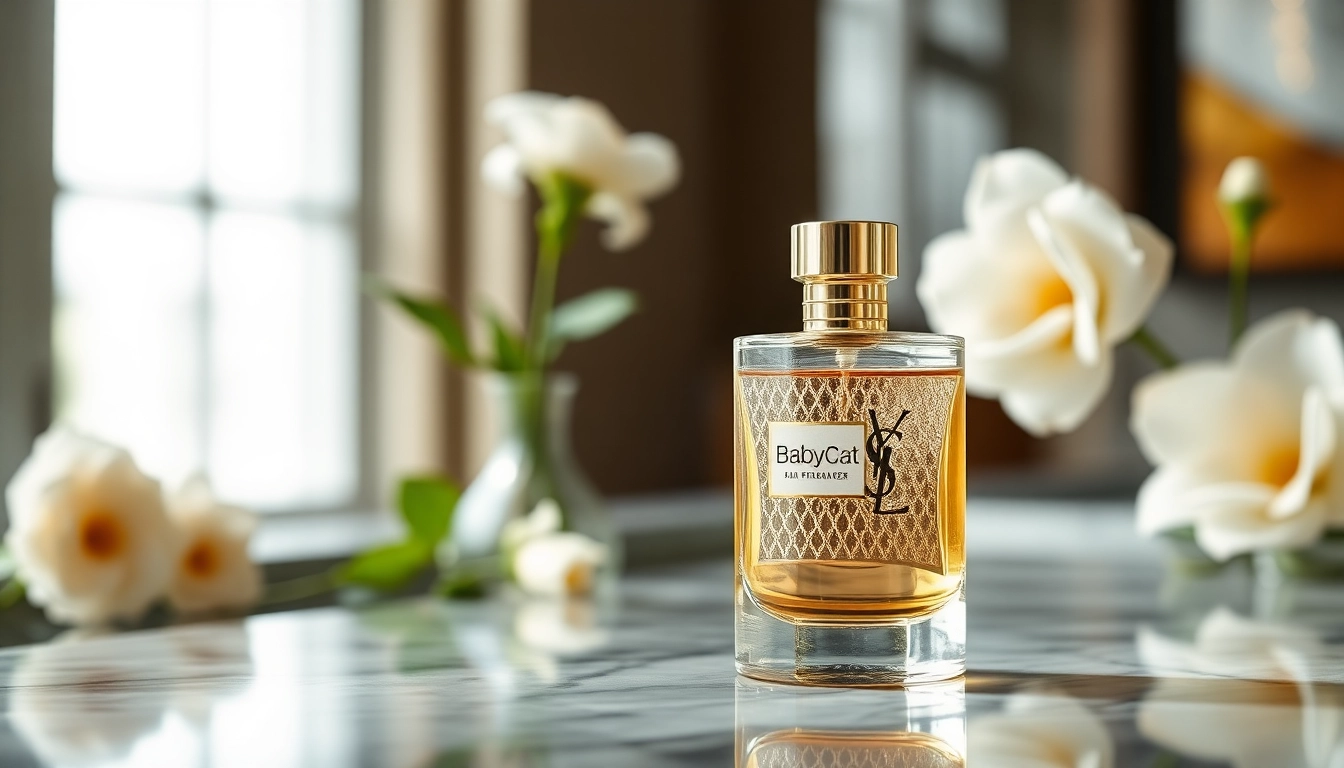Showcasing ysl babycat sample elegantly displayed in a luxurious setting.