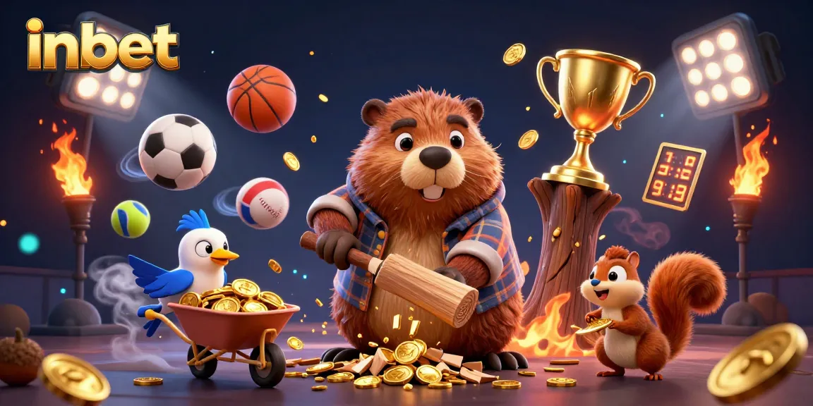 Experience thrilling wins with inbet's dynamic sports betting action, showcased in a vibrant 3D scene.