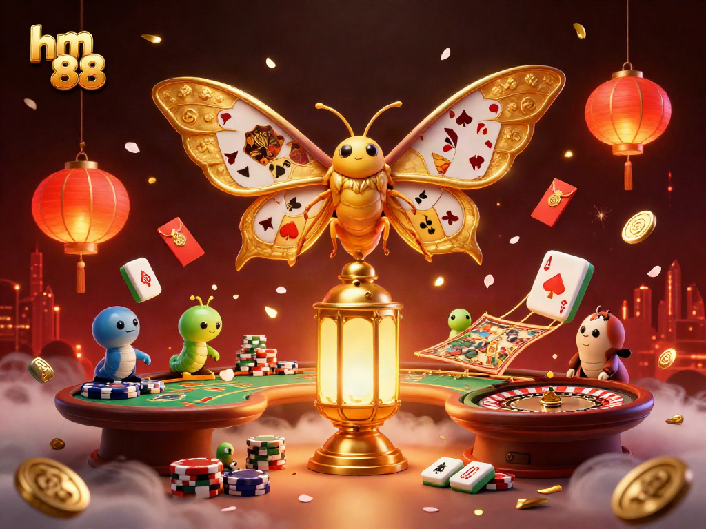 Experience thrilling gameplay at hm 88 with a vibrant casino scene featuring cards, roulette, and festive decor.