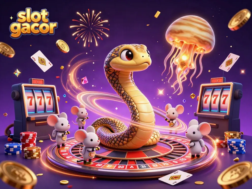 Experience the excitement of slot gacor with astronaut mice betting on a cosmic roulette wheel.