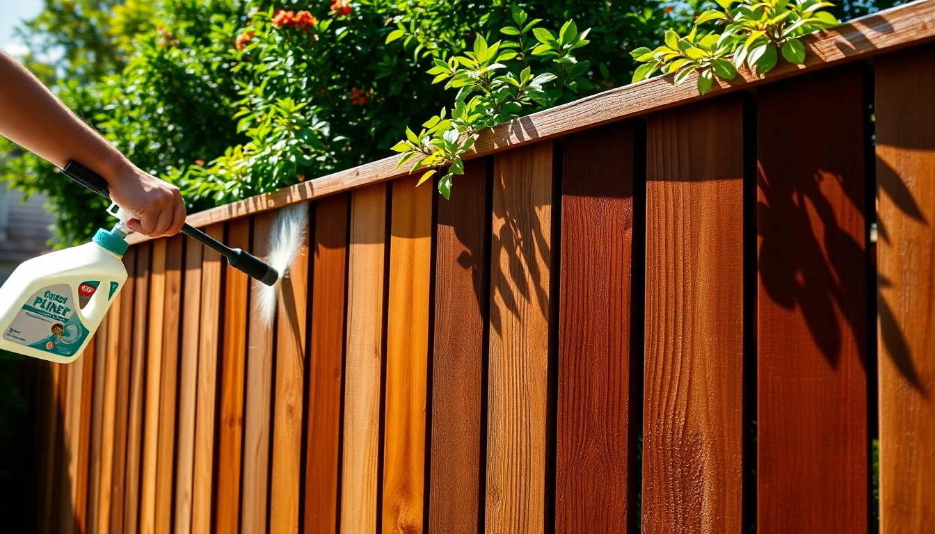 Engaging fence cleaning process showcasing a beautifully cleaned wooden fence.