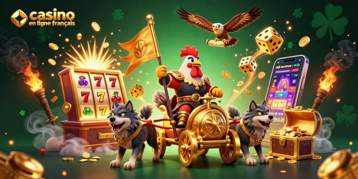 Plongez dans l'univers du casino en ligne français avec cette illustration dynamique et captivante.