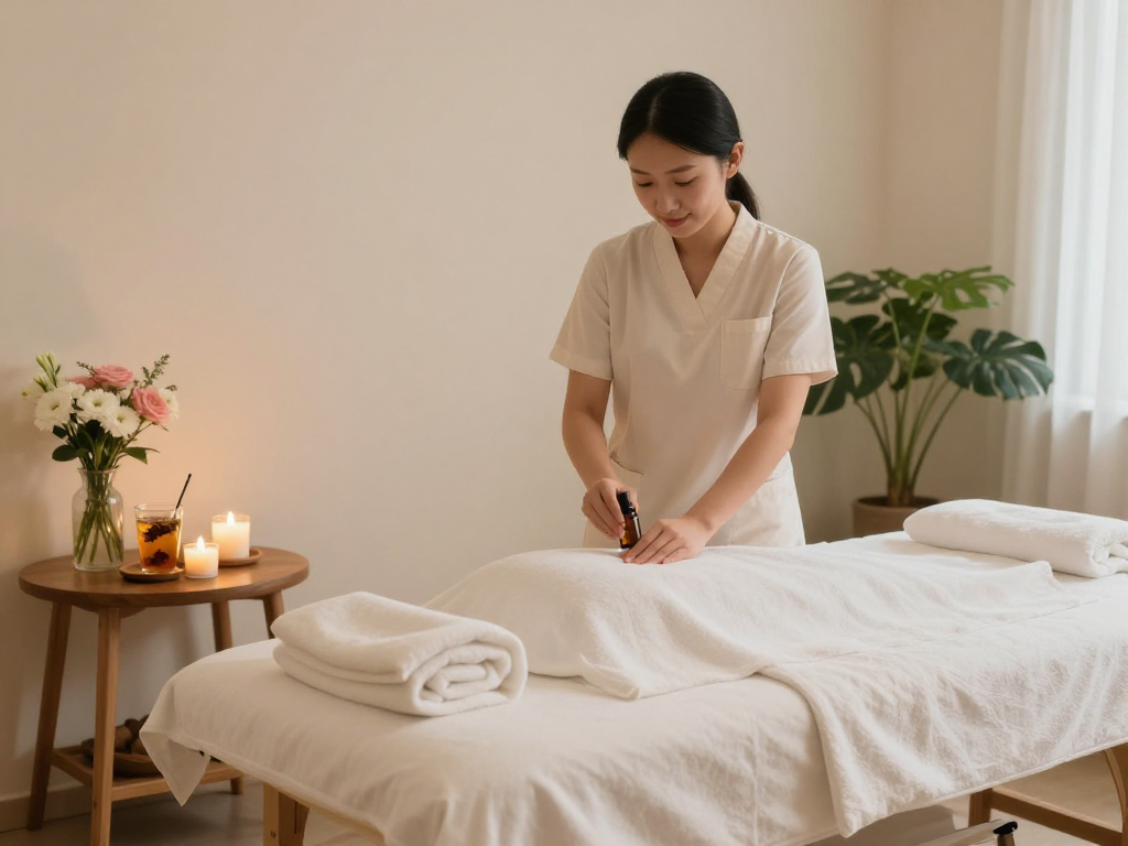 mantra88 login wellness spa scene with therapist preparing essential oils