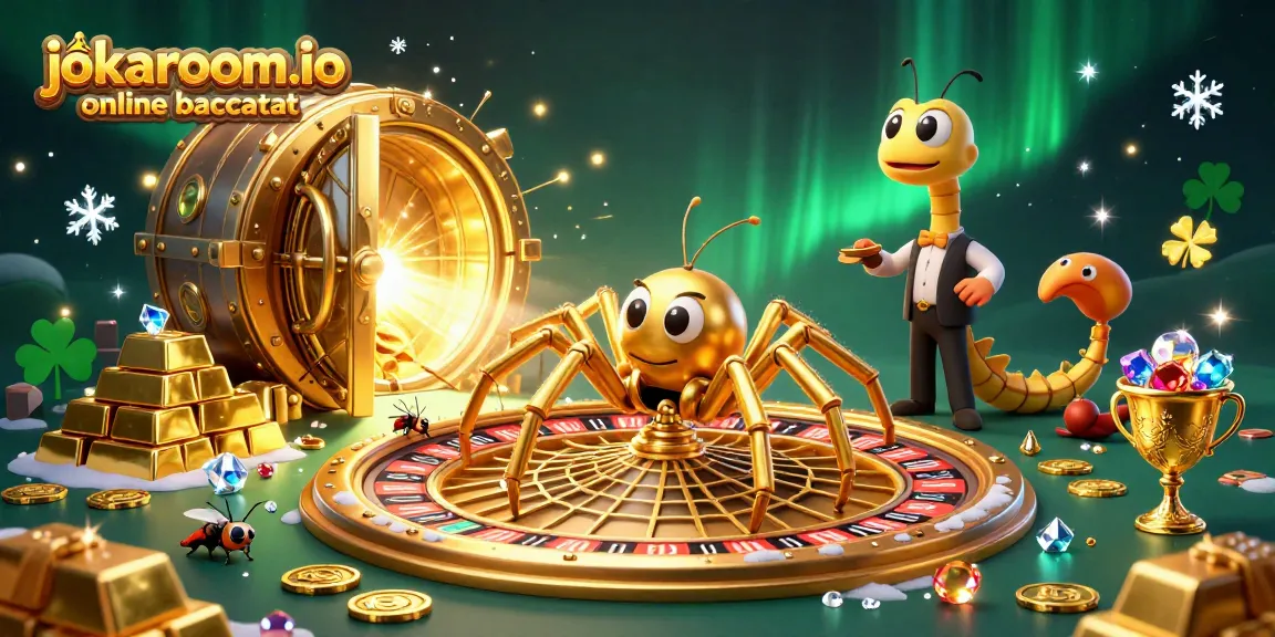 Experience the thrill of jokaroom.io online baccarat with vibrant casino elements and characters.