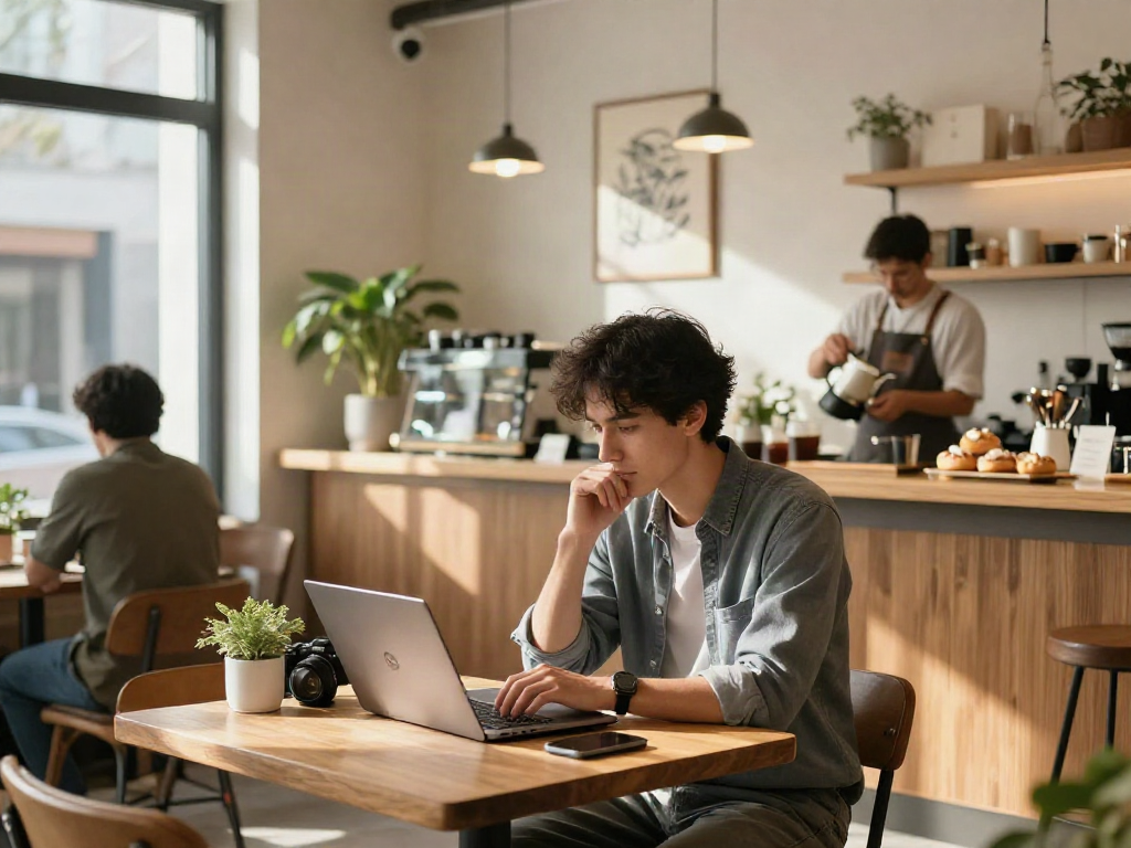You could try this out in a vibrant coffee shop with a professional working on a laptop while coffee brews.