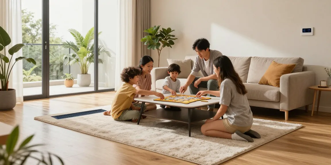 Warm family gathering enjoying the benefits of underfloor heating for cozy living spaces.