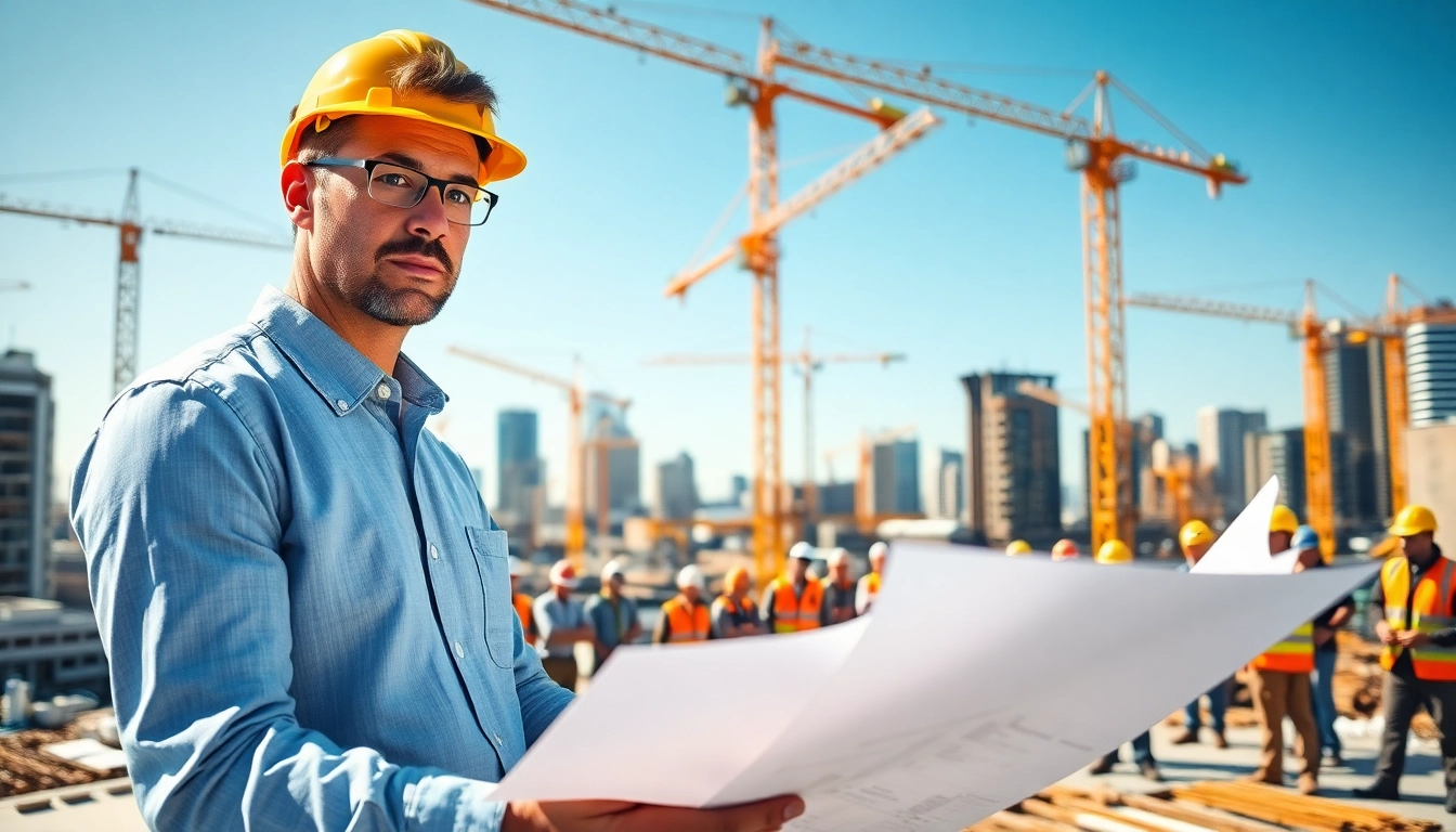 New Jersey Construction Manager overseeing a busy construction site in the city.