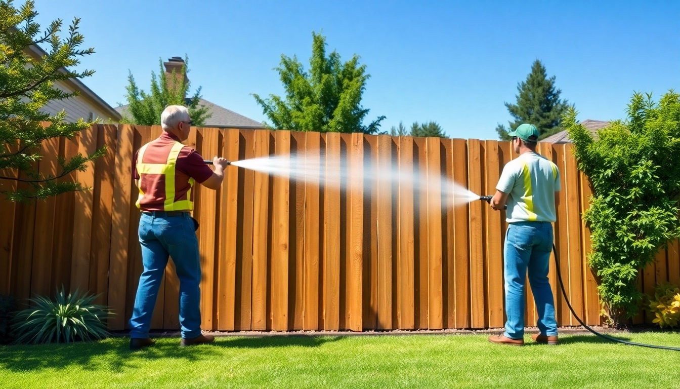 Expert fence cleaning service restoring the look of a wooden fence.