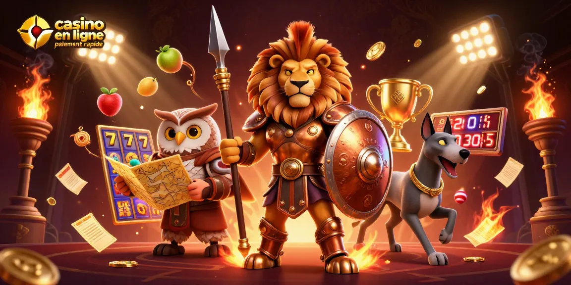 Expérimentez l'excitation de casino en ligne paiement rapide avec un lion spartan, une chouette tactique et un lévrier rapide.