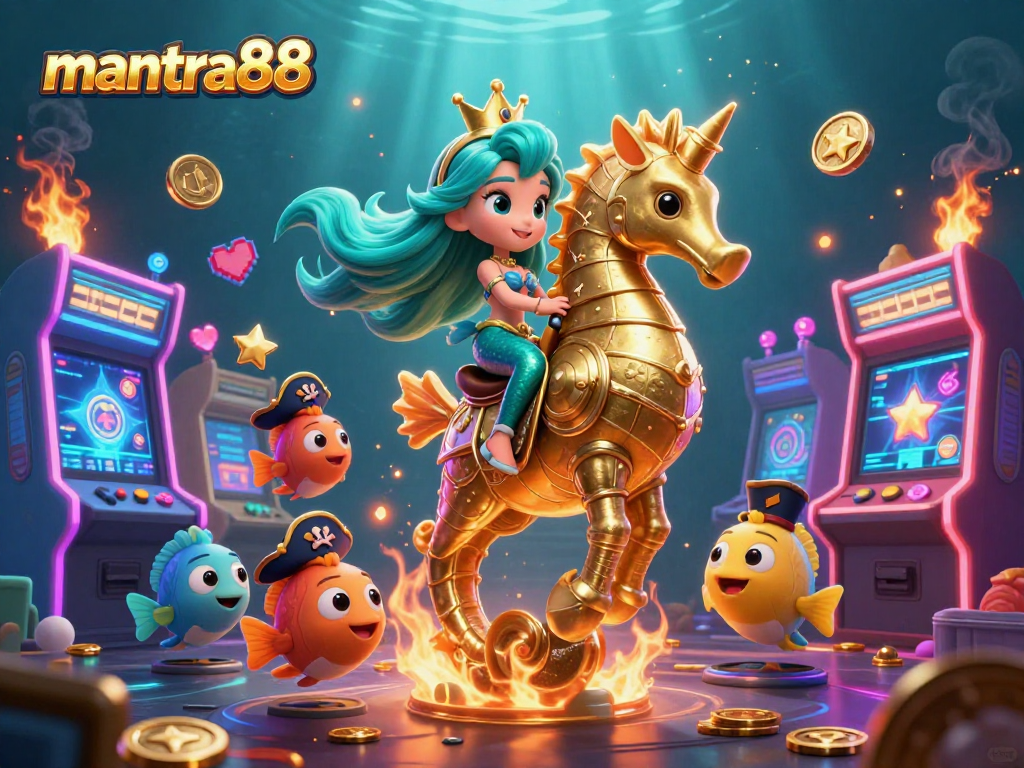 Engage in exciting gameplay at mantra88 with a vibrant underwater scene featuring colorful characters and gaming elements.