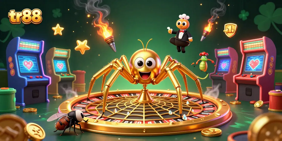 tr88 offers exciting bets and vibrant gaming experiences surrounded by colorful machines and animated characters.