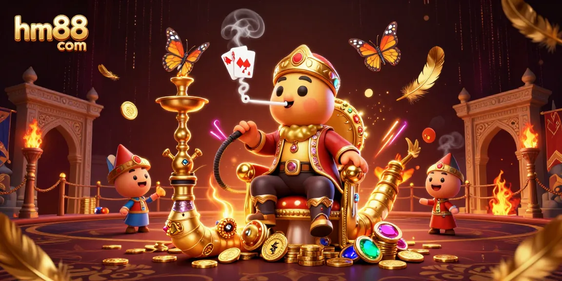 Join the excitement at hm88 com with vibrant casino-themed illustrations, showcasing rich gaming elements.