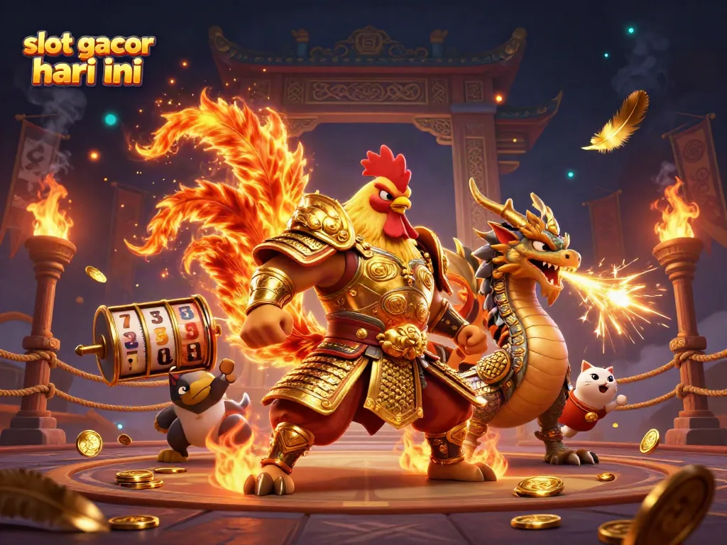 Experience the thrill of slot gacor hari ini with a vibrant scene of dynamic characters and casino elements.