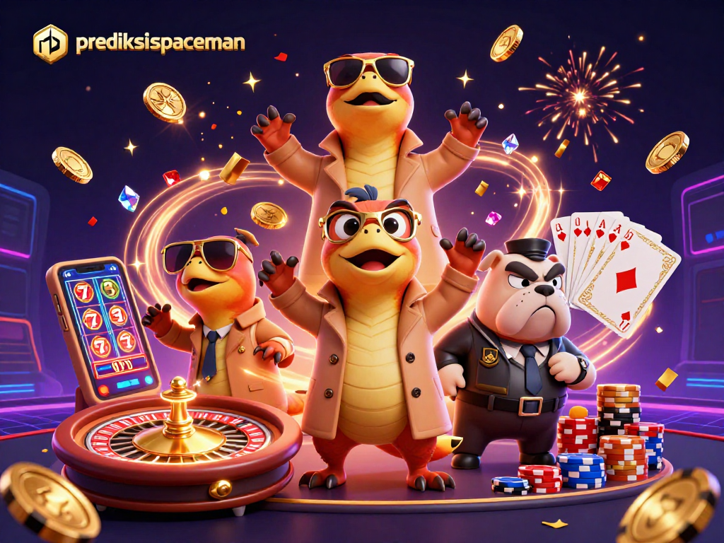 Experience thrilling fun with prediksi spaceman in this vibrant casino adventure illustration featuring raptors attempting to enter a VIP lounge.