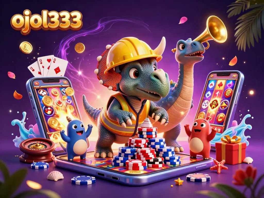 Experience the thrill of ojol333 with engaging slot gaming as characters celebrate with rich visuals.