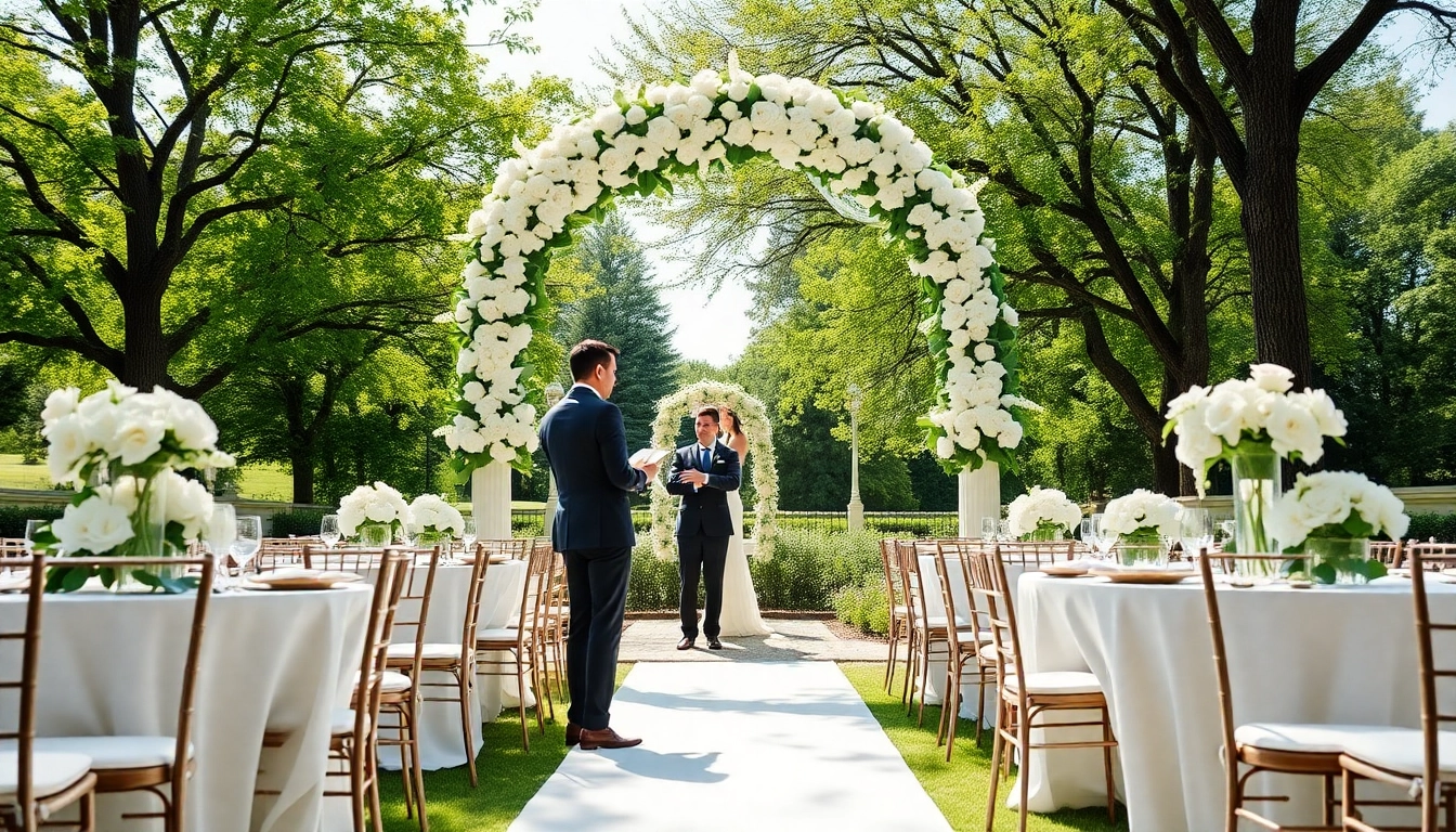 Washington dc wedding coordinator orchestrating a lovely outdoor wedding setup in a park.