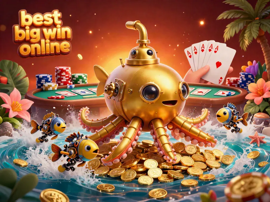 Experience the best big win casino online with vibrant poker scenes and festive characters.