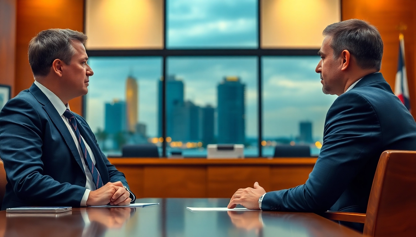 Florida Car accident attorneys consulting with a client in a courthouse setting.