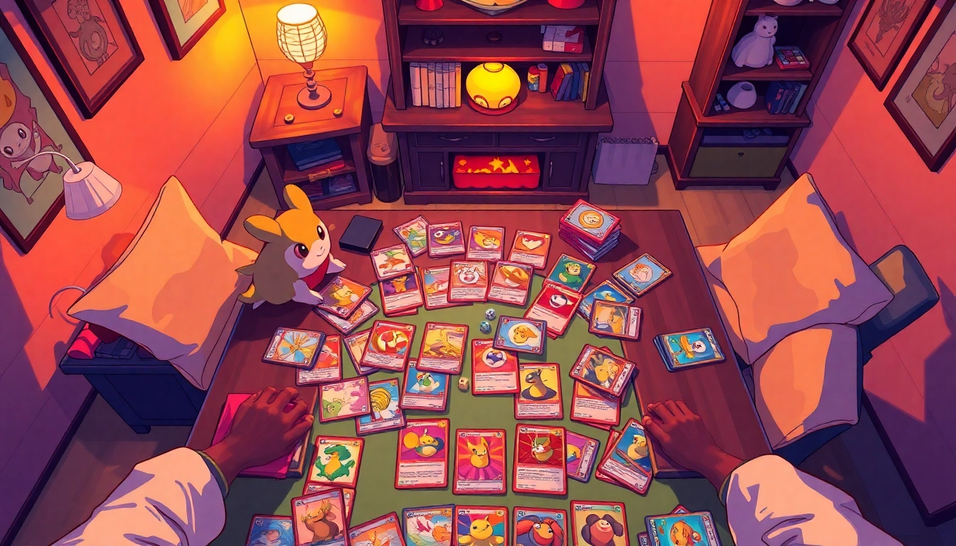 Experience the thrill of Pokémon TCG in India with vibrant cards and accessories laid out.