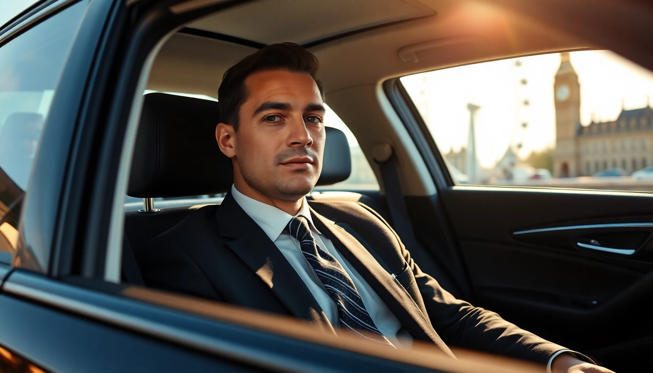 Experience luxury with a private chauffeur london, featuring a professional chauffeur in an elegant vehicle.