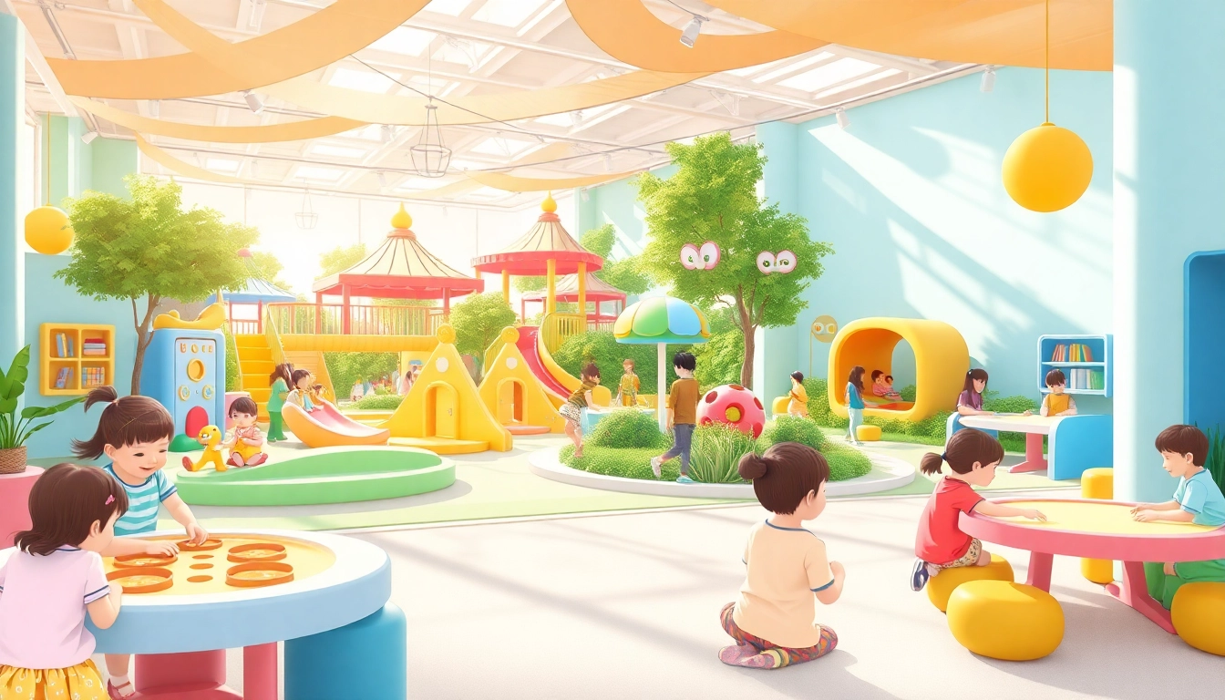 Mendorong penjelajahan di totopia dengan anak-anak bermain di taman yang ceria