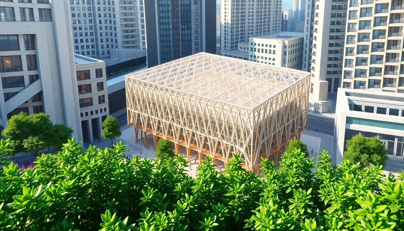Architektur visualisierung eines modernen Gebäudes in einer urbanen Umgebung mit lebhaften Details