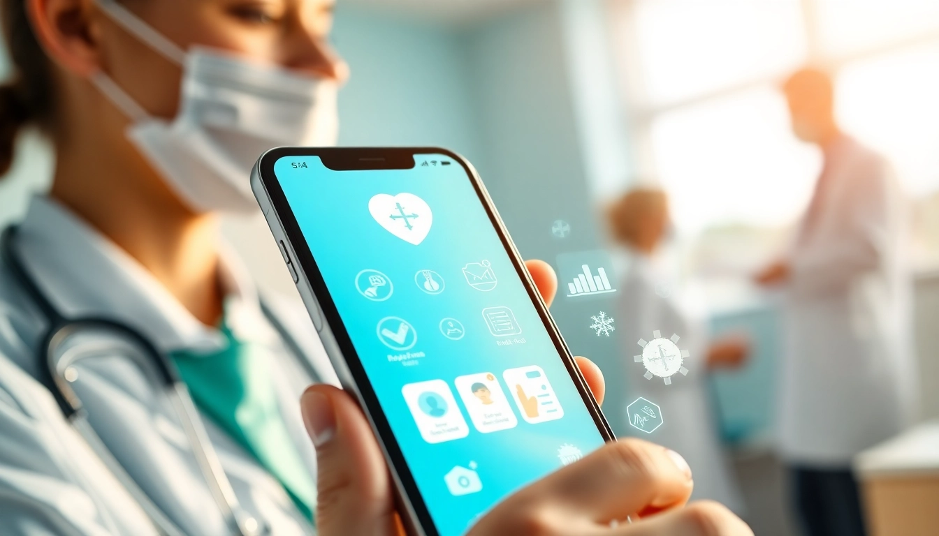 Showcasing top rated prescription applications on a mobile device amidst a healthcare setting for user engagement.