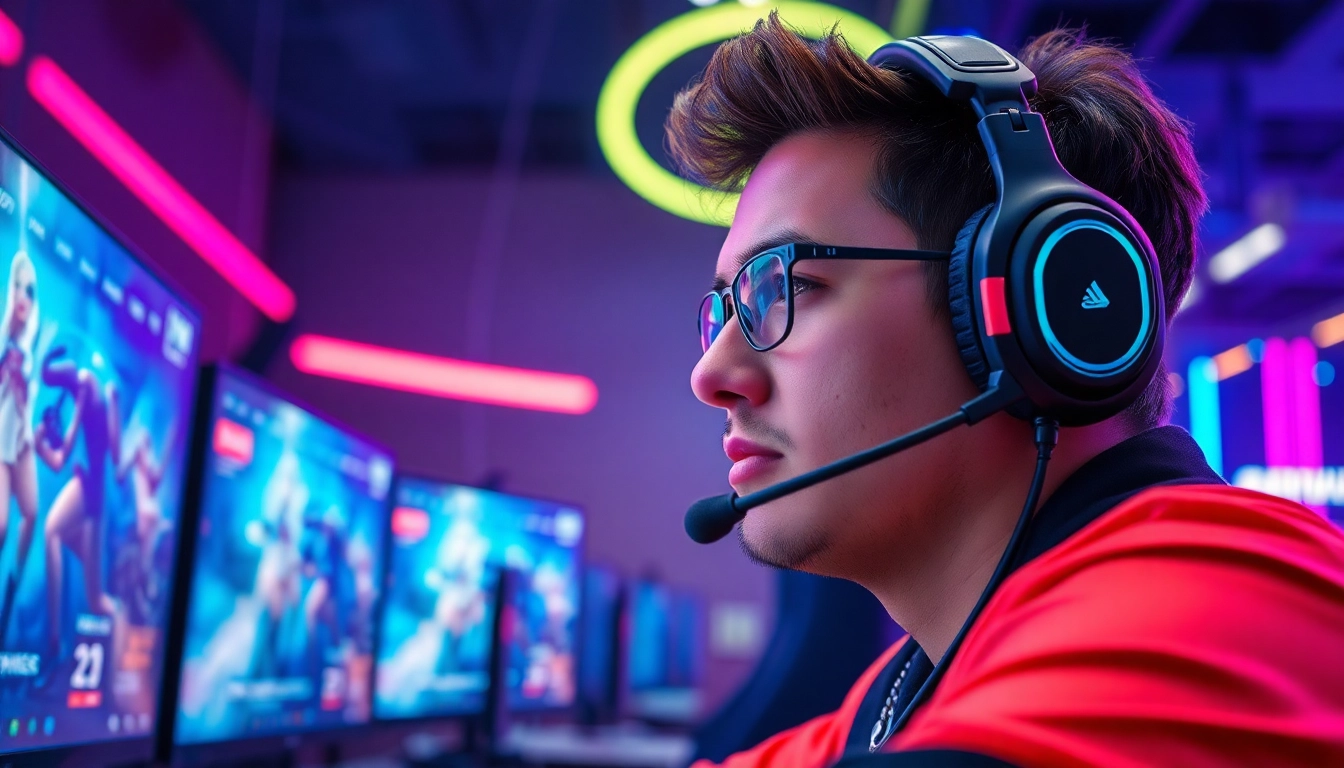 mild88 menunjukkan keterampilan bermain game di arena esports yang penuh warna.